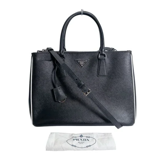 Prada 1 Ba274 2-Way Bag Saffiano Tote Bag Black - Picture 1 of 15